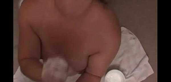  Messy And Sloppy BBW Amateur MILF Handjob With Cumshot